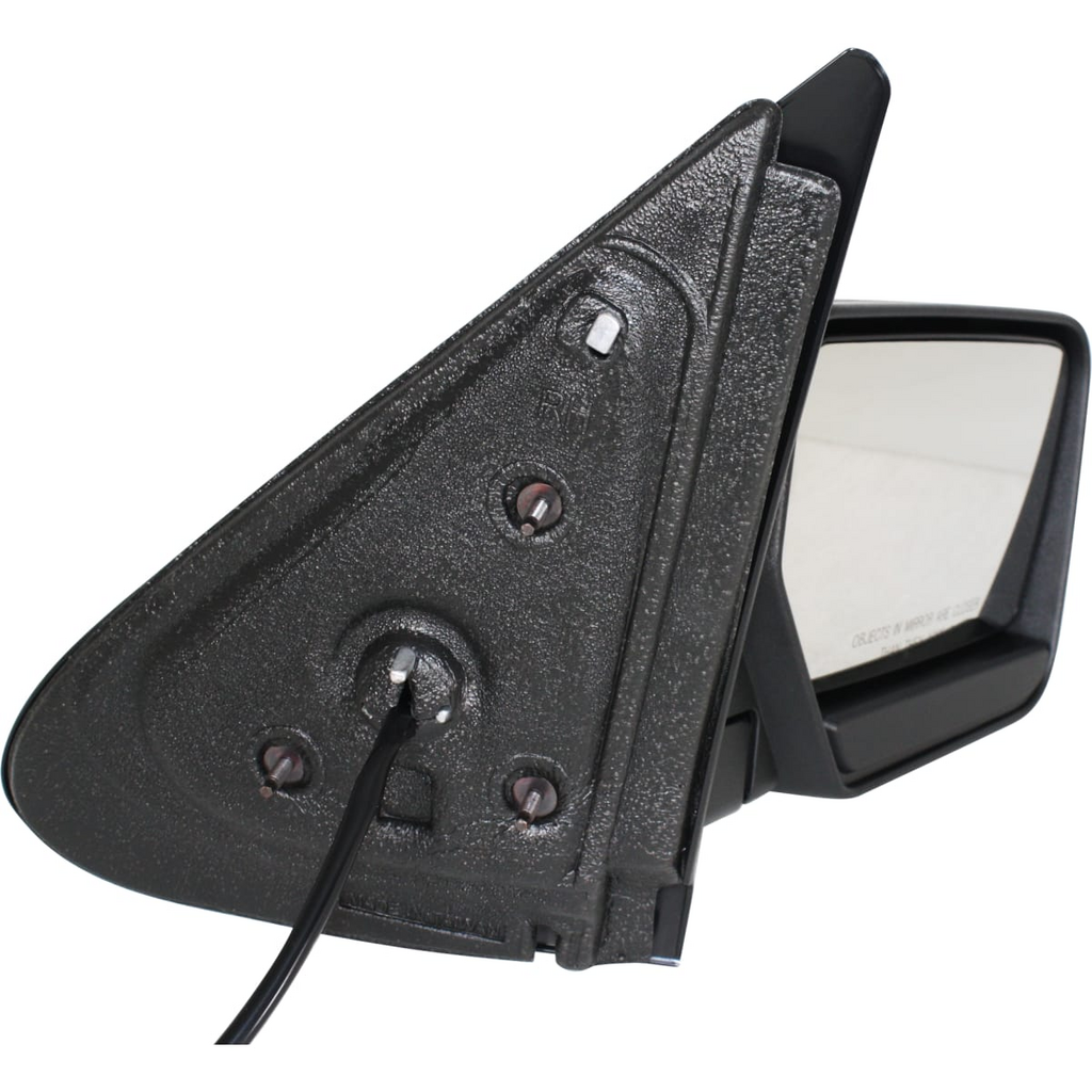 Right / Passenger Side Side View Mirror, Power; Black (Moulded In Color), Approach Lamp Only, R.